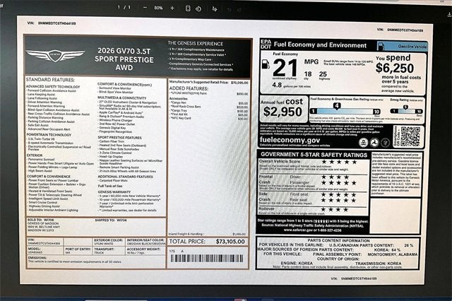 2026 GENESIS GV70 Sport Prestige - Photo 37