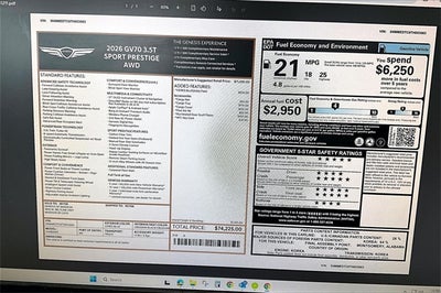 2026 Genesis GV70 3.5T SPORT PRESTIGE