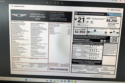 2026 Genesis GV70 3.5T SPORT PRESTIGE