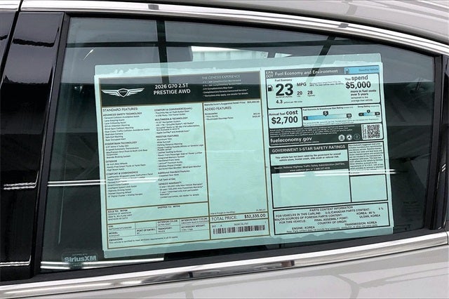2026 Genesis G70 2.5T PRESTIGE