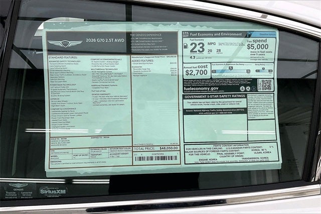 2026 Genesis G70 2.5T