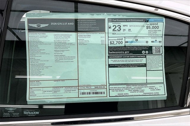 2026 Genesis G70 2.5T