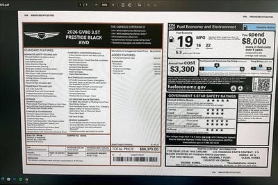 2026 Genesis GV80 3.5T Prestige Black