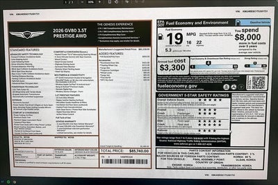 2026 Genesis GV80 3.5T Prestige